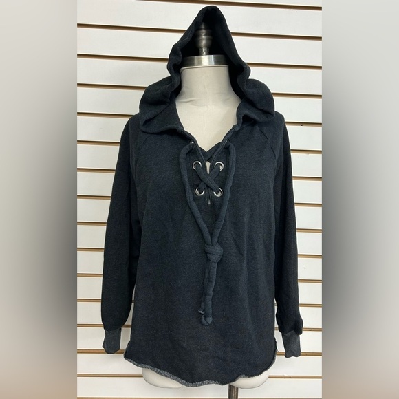 Wildfox Couture Hutton Lace Up Sweater - Size Small - Gray‎ - Picture 2 of 8